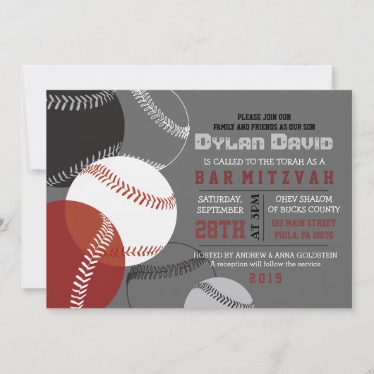 COOL BASEBALL Bar Mitzvah uitnodiging (Voorkant)