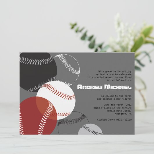 COOL BASEBALL Bar Mitzvah Uitnodiging (Staand voorkant)