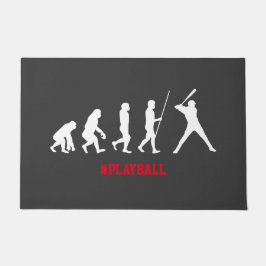 Cool Baseball Batter Silhouette Evolution Playball Deurmat
