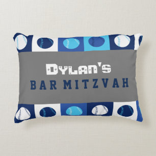 COOL BASEBALL Blue Balls Bar Mitzvah Party Pillow Accent Kussen