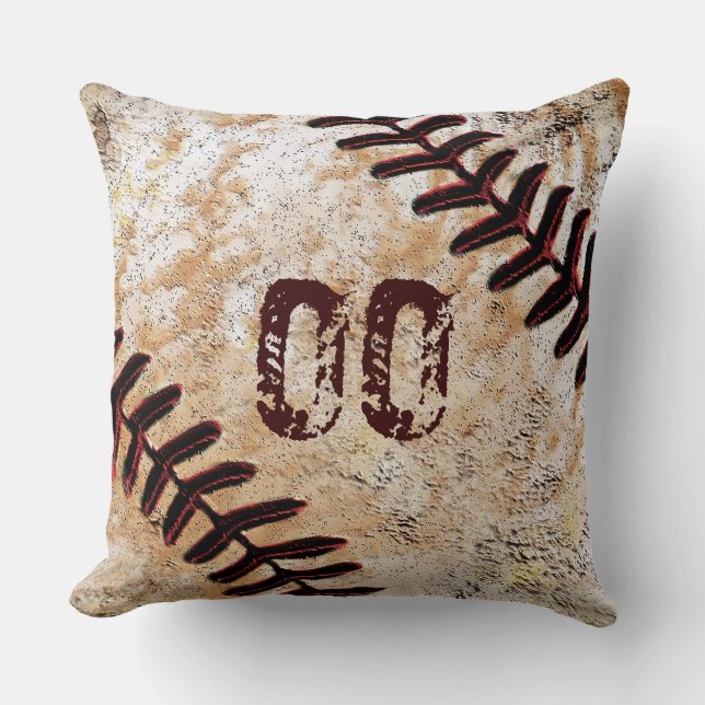 Cool Baseball Nummer of Monogram Baseball Kussen (Voorkant)