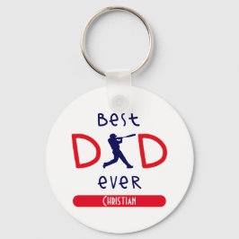 Cool Baseball Silhouette Beste vader ooit Vaderdag Sleutelhanger