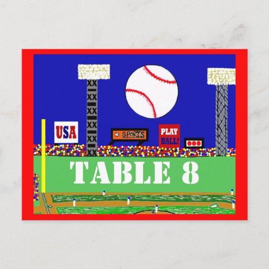 Cool Baseball Sport Bar Mitswa Tafelnummer Kaart (Voorkant)