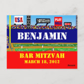 Cool Baseball Sport Bar Mitswa Tafelnummer Kaart (Achterkant)