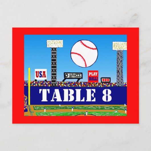 Cool Baseball Sport Bar Mitswa Tafelnummer Kaart (Voorkant)