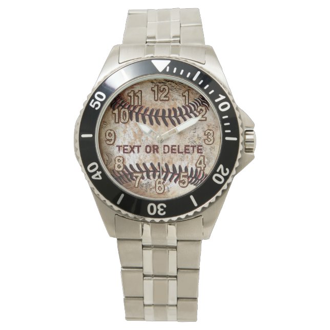Cool  Baseball Watch JOUW TEKST of Verwijder het Horloge (Voorkant)