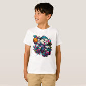 Cool Basketbal Bunny Cartoon T-shirt voor kinderen (Voorkant volledig)