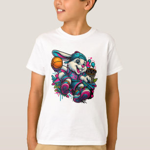 Cool Basketbal Bunny Cartoon T-shirt voor kinderen