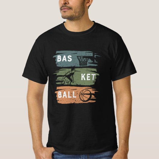 Cool Basketbal Design met 3 kleuren T-shirt (Voorkant)