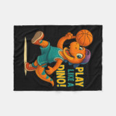 Cool Basketbal Dinosaurus Speler Funny Sports Dino Fleece Deken (Voorkant (Horizontaal))