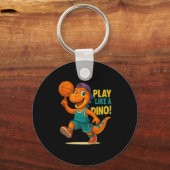 Cool Basketbal Dinosaurus Speler Funny Sports Dino Sleutelhanger (Voorkant)