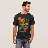 Cool Basketbal Dinosaurus Speler Funny Sports Dino T-shirt (Voorkant volledig)