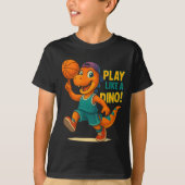 Cool Basketbal Dinosaurus Speler Funny Sports Dino T-shirt (Voorkant)