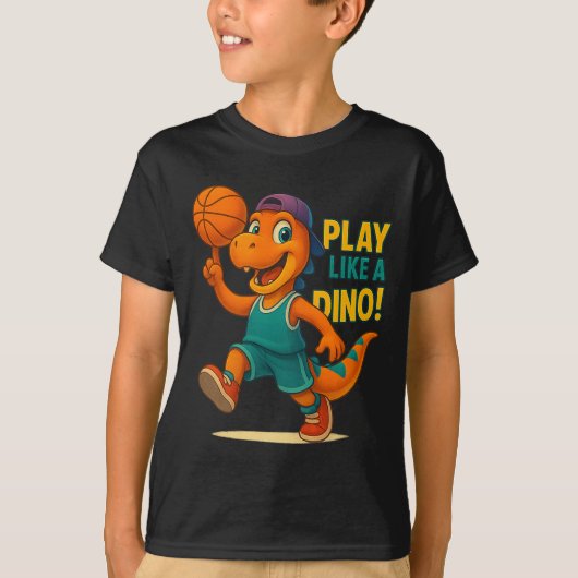 Cool Basketbal Dinosaurus Speler Funny Sports Dino T-shirt (Voorkant)