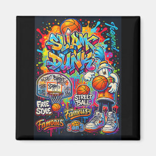 Cool Basketbal Graffiti Stijl Illustratie Graphi Magneet