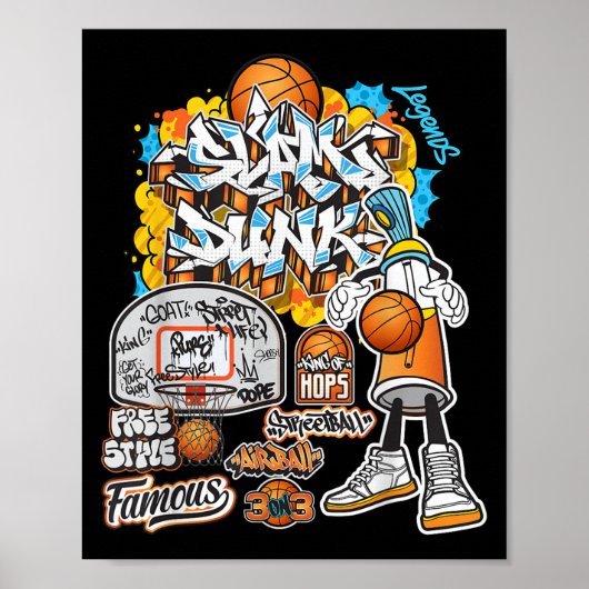 Cool Basketbal Graffiti Stijl Illustratie Graphi Poster (Voorkant)