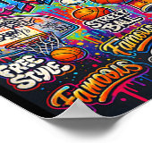 Cool Basketbal Graffiti Stijl Illustratie Graphi Poster (Hoek)
