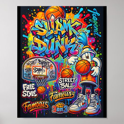 Cool Basketbal Graffiti Stijl Illustratie Graphi Poster (Voorkant)