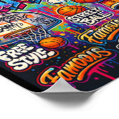 Cool Basketbal Graffiti Stijl Illustratie Graphi Poster (Hoek)