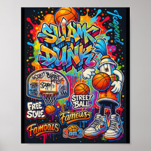 Cool Basketbal Graffiti Stijl Illustratie Graphi Poster