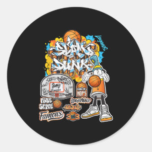 Cool Basketbal Graffiti Stijl Illustratie Graphi Ronde Sticker