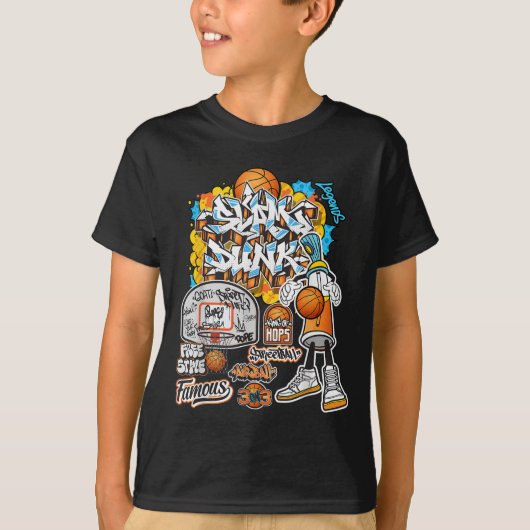 Cool Basketbal Graffiti Stijl Illustratie Graphi T-shirt (Voorkant)