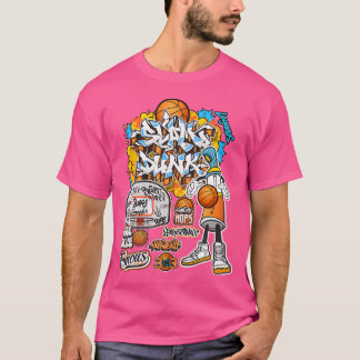 Cool Basketbal Graffiti Stijl Illustratie Graphi T-shirt