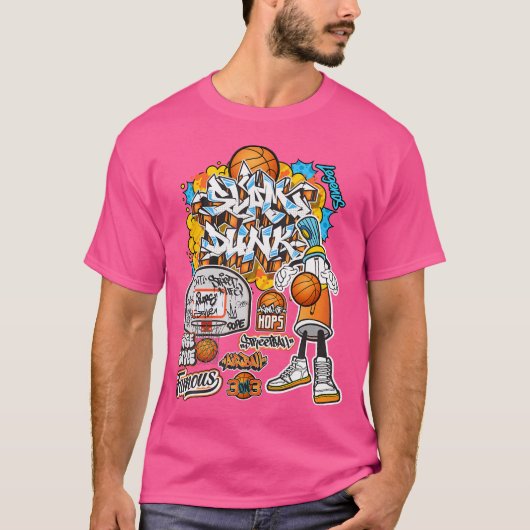 Cool Basketbal Graffiti Stijl Illustratie Graphi T-shirt (Voorkant)