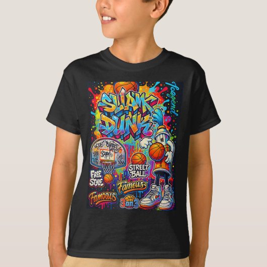 Cool Basketbal Graffiti Stijl Illustratie Graphi T-shirt (Voorkant)