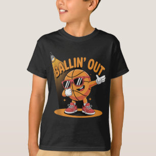 Cool basketbal karakter met tinten straatstijl t-shirt