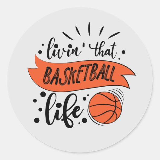 Cool basketbal leven woord kunst sport ronde sticker (Voorkant)