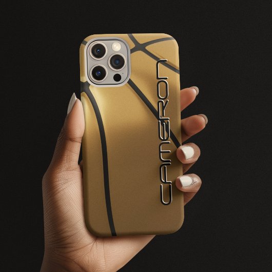 Cool Basketbal Naam Goud & Zwart Case-Mate iPhone Case