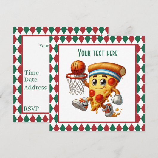 Cool Basketbal pizza party Kaart (Voorkant / Achterkant)