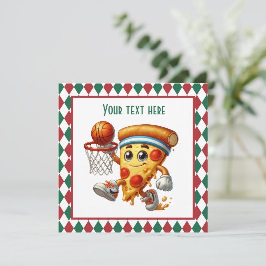 Cool Basketbal pizza party Kaart (Staand voorkant)