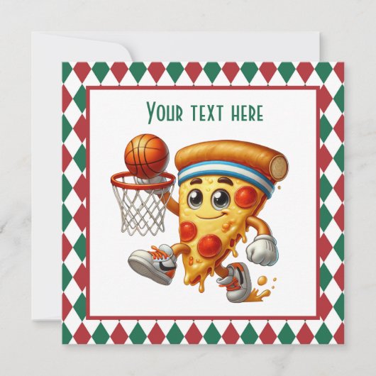 Cool Basketbal pizza party Kaart (Voorkant)