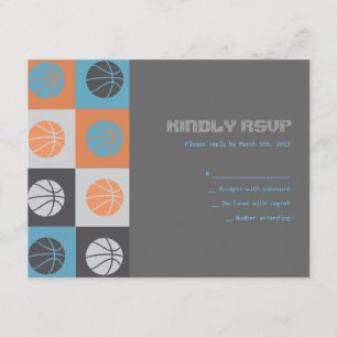 COOL BASKETBALL Bar Bat Mitzvah Reply Card RSVP Kaartje