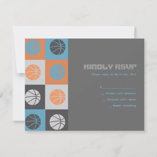 COOL BASKETBALL Bar Bat Mitzvah Reply Card RSVP Kaartje (Voorkant)