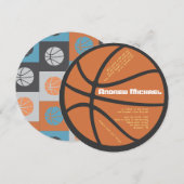 COOL BASKETBALL Bar Bat Mitzvah Round Invision Kaart (Voorkant / Achterkant)