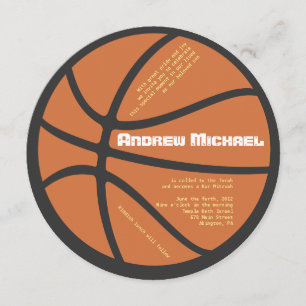 COOL BASKETBALL Bar Bat Mitzvah Round Invision Kaart
