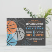 COOL BASKETBALL Bar Bat Mitzvah Uitnodiging (Staand voorkant)
