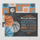 COOL BASKETBALL Bar Bat Mitzvah Uitnodiging (Voorkant / Achterkant)
