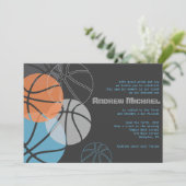 COOL BASKETBALL Bar Bat Mitzvah Uitnodiging (Staand voorkant)