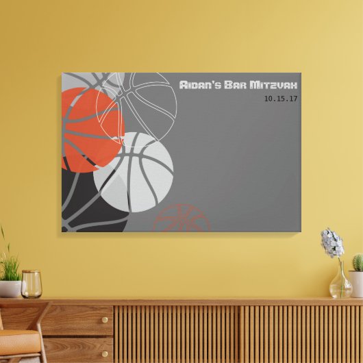 COOL BASKETBALL Bar Mitzvah Inlogbord Canvas Afdruk (Insitu (Woonkamer))