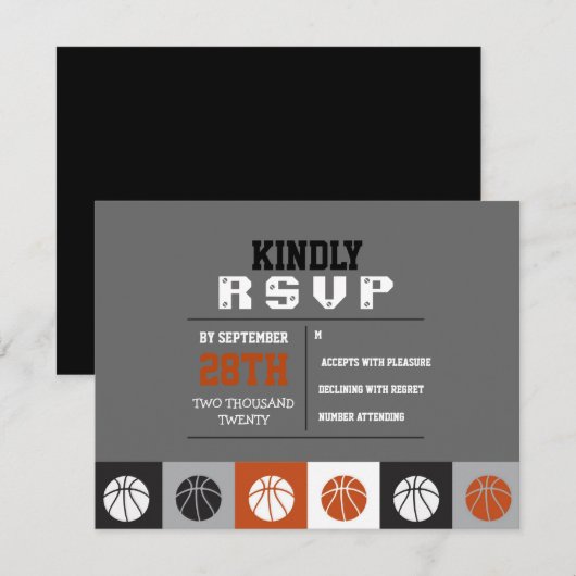 COOL BASKETBALL Bar Mitzvah Reply RSVP Card (Voorkant / Achterkant)