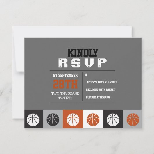 COOL BASKETBALL Bar Mitzvah Reply RSVP Card Kaartje (Voorkant)