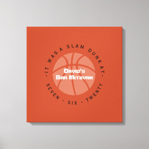 COOL BASKETBALL Bar Mitzvah Sign In Memory Board Canvas Afdruk