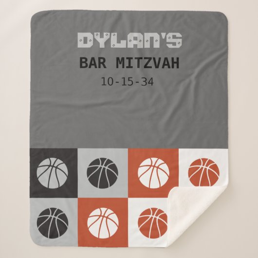 COOL BASKETBALL Bar Mitzvah Take Home Gift Sherpa Deken (Voorkant)
