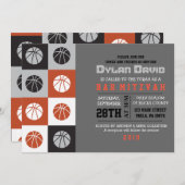 COOL BASKETBALL Bar Mitzvah Uitnodiging (Voorkant / Achterkant)