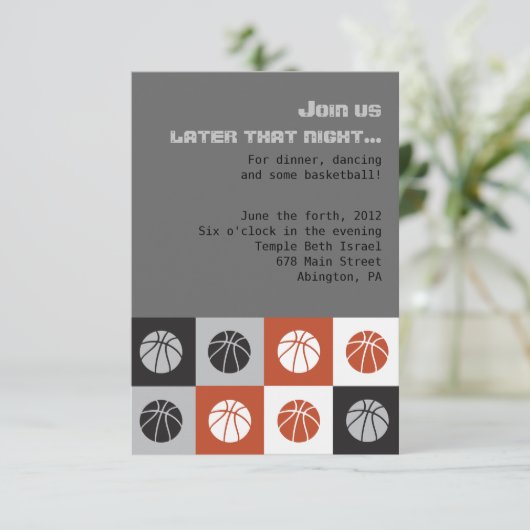 COOL BASKETBALL Bar Mitzvah Uitnodiging (Staand voorkant)