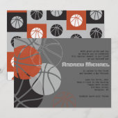 COOL BASKETBALL Bar Mitzvah uitnodiging (Voorkant / Achterkant)